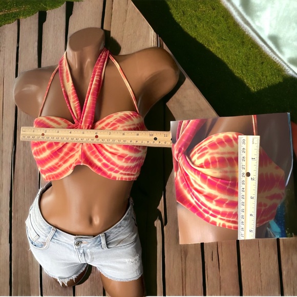 PINK l 3-way Sash tie l Bikini Top l Gorgeous Orange / Pink l Padded l L l EUC - Picture 4 of 12